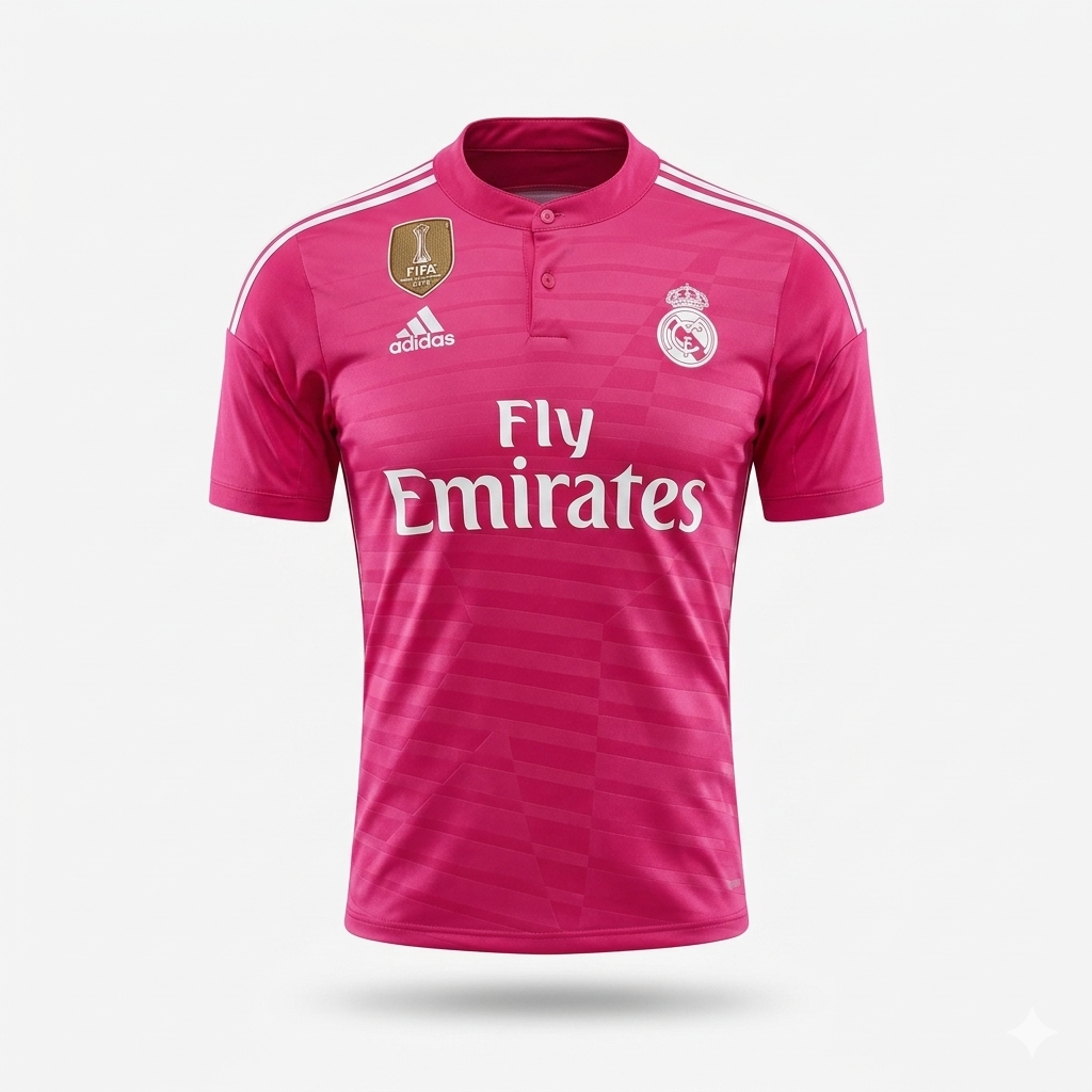 Camiseta Real Madrid Visitante 2014 Rosa calidad premium bordada version fan.