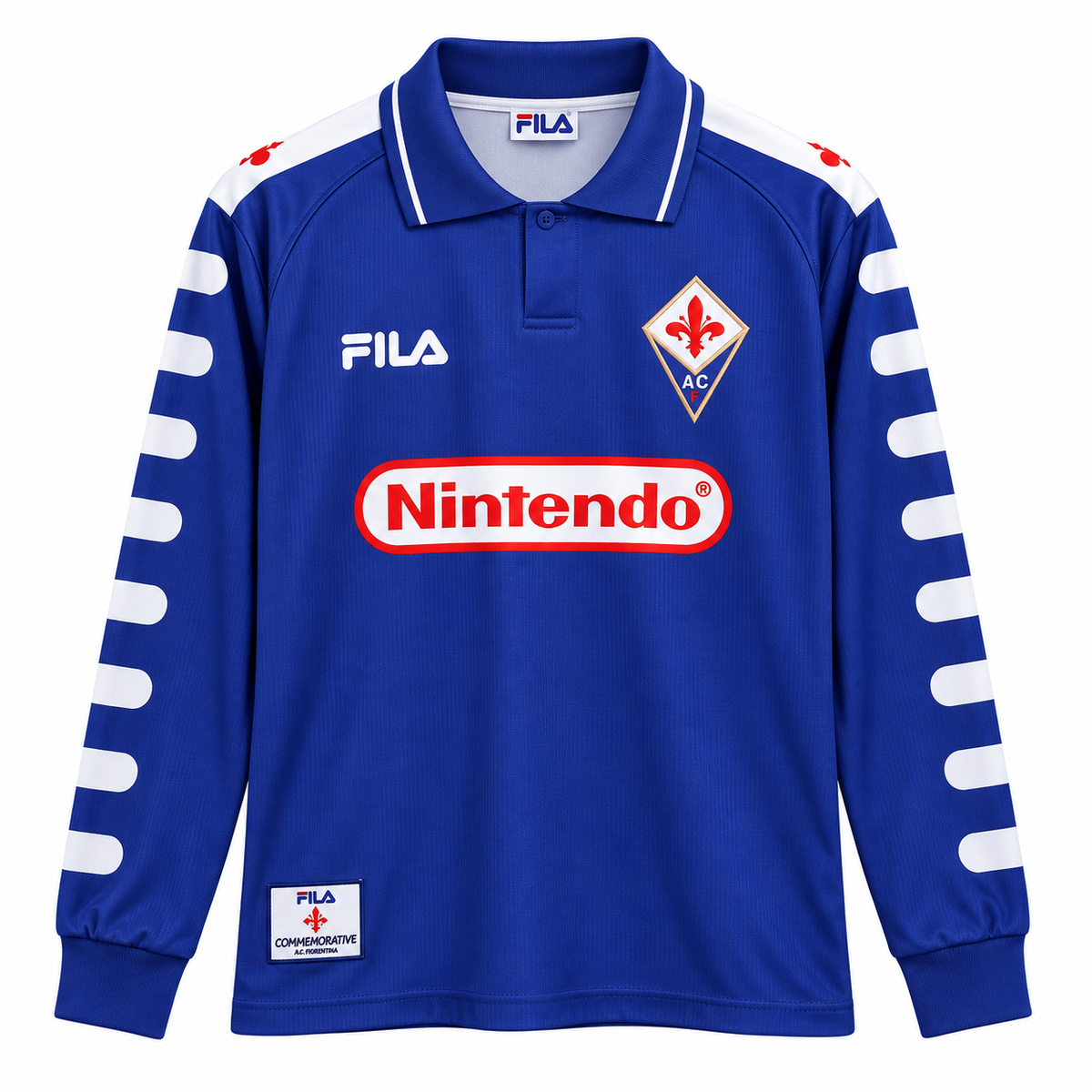 Camiseta Retro Fiorentina 1998 Batistuta 9 manga larga Fila con Nintendo al pecho - frente
