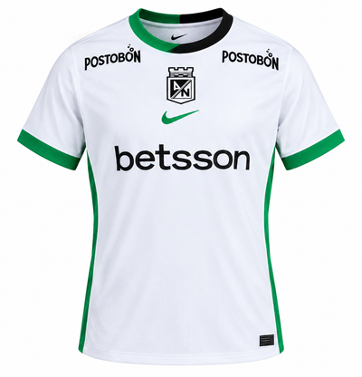 Camiseta blanca visitante Atlético Nacional 2026 con el 23 de James Rodríguez