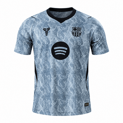 Camisa de goleiro do Barcelona 26-27 com escudo e logos termocolados