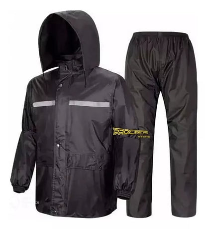 Traje Impermeable Tipo Sudadera Negro Conjunto Lluvia Moto - Velocity Savage