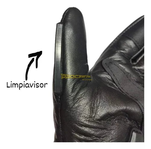 Guantes Cuero Caña Larga Con Limpiavisor - Velocity Savage