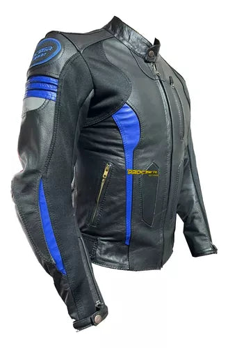 Chaqueta de Cuero con Protección Reflectiva - Velocity Savage