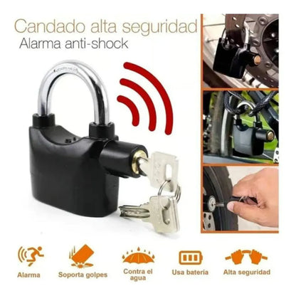 Candado Alarma Clasico + Candado Manillar Seguro Manigueta3