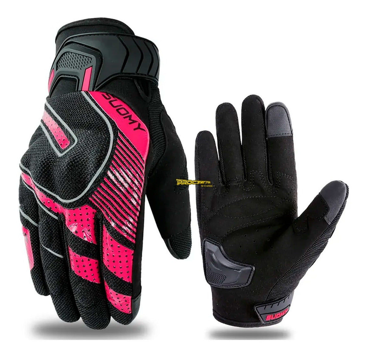 Guantes Táctiles Con Protección Reflectivo Suomy Rosado Negro