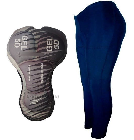 Lycra Para Mujer Larga Con Badana Pantalon Ciclismo Dama Azul oscuro