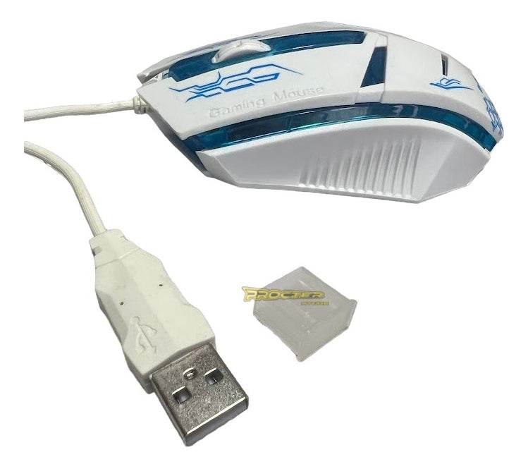 Mouse Iluminado Banda V11 Alámbrico Blanco