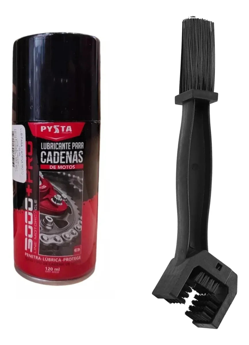 Kit Lubricante De Cadena Para Moto Pysta 120ml Y Cepillo0