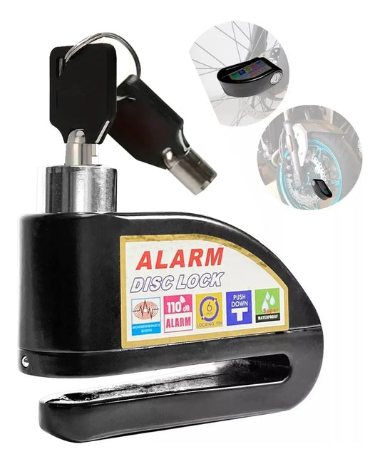 Candado Freno De Disco Con Alarma Para Moto O Bicicleta Inox0