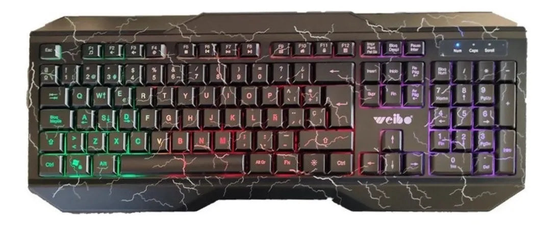 Teclado Gamer Luz Multicolor Usb Trueno- Teclado En Español Color del teclado Negro0