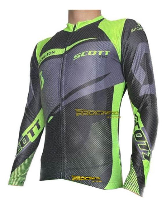 Jersey Ciclismo Maillot Manga Larga Ruta Mtb Colombia Camisa Amarillo neon Negro Scott S