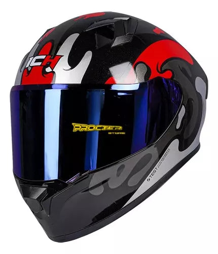 Casco Ich Integral 503 Certificado Visor Color Plata O Azul - Velocity Savage