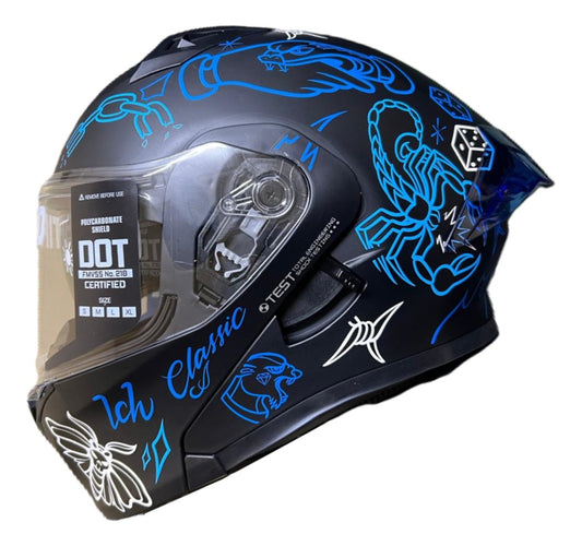 Cascos Abatibles Certificado Doble Visor Marca Ich 3120 M Azul Tradicional