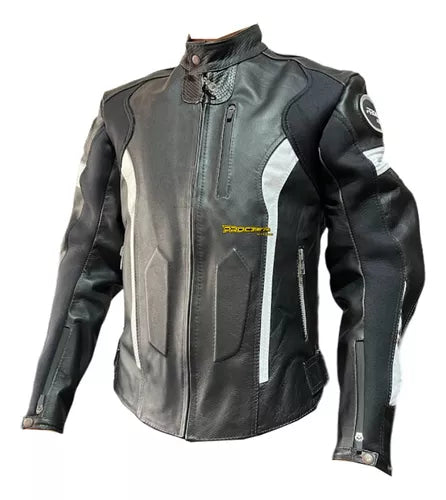 Chaqueta 100% Cuero con Protección Reflectiva