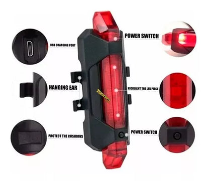 Luz Led Recargable USB Bicicleta Delantera O Trasera - Velocity Savage