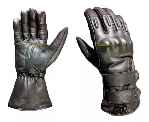 Guantes 100% Cuero Caña Larga Térmico Impermeable Café Racer - Velocity Savage