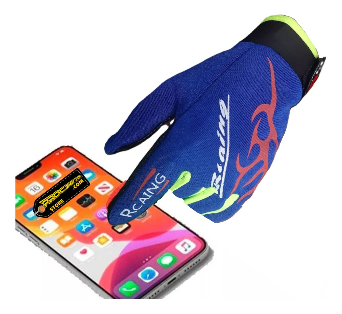 Guantes Táctiles Con Palma Antideslizante Azul Racing