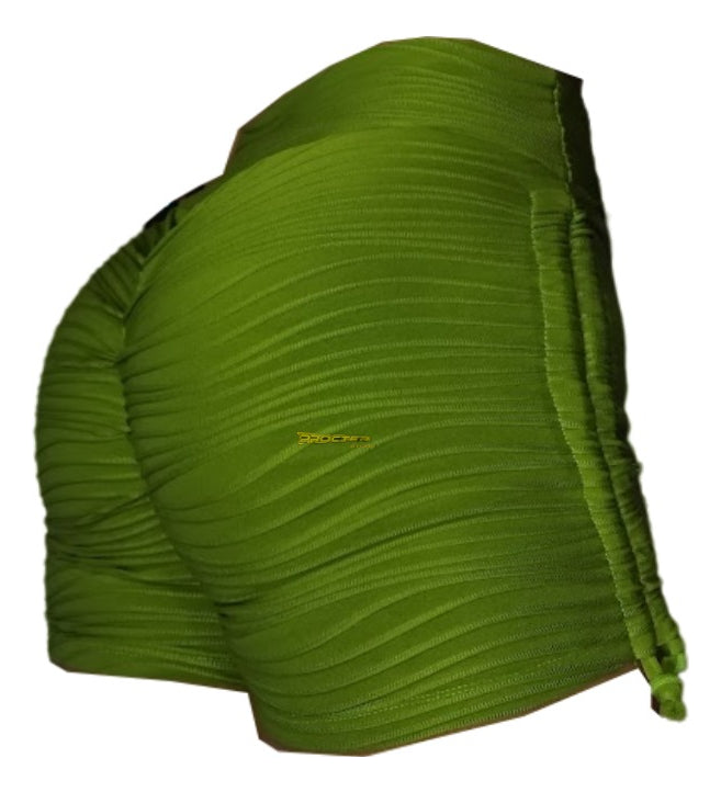 Lycra Corta Short Levanta Cola Push Up Deportivo Texturizado Verde Única