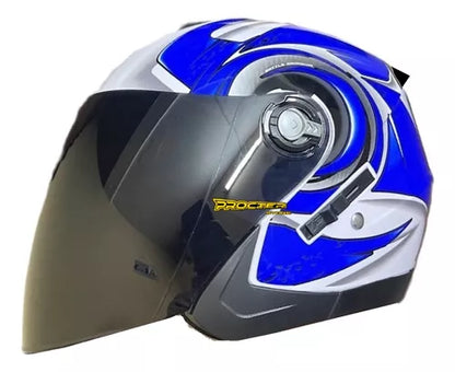 Casco Abierto Tipo Jet Con Gafas Visor Humo - Velocity Savage