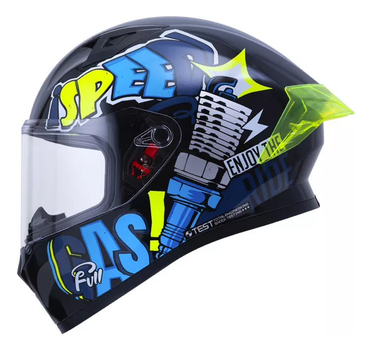 Casco Ich Integral 503 Sp Certificado Negro Mate XL Magic Azul