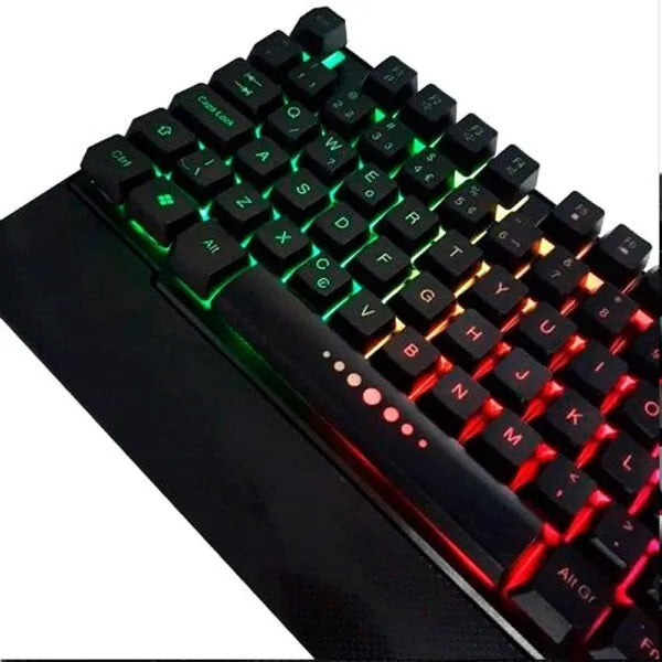 Teclado gamer Weibo QWERTY color negro con luz RGB5