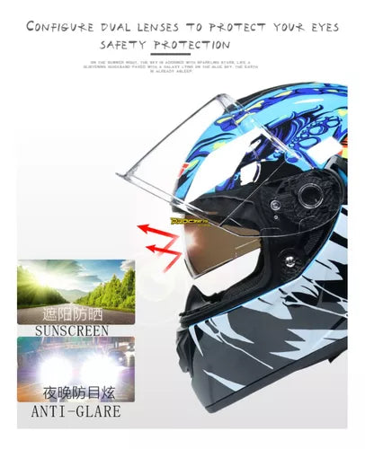 Casco Xecuro Certificado Doble Visor Transparente - Velocity Savage