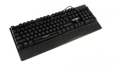 Teclado gamer Weibo QWERTY color negro con luz RGB