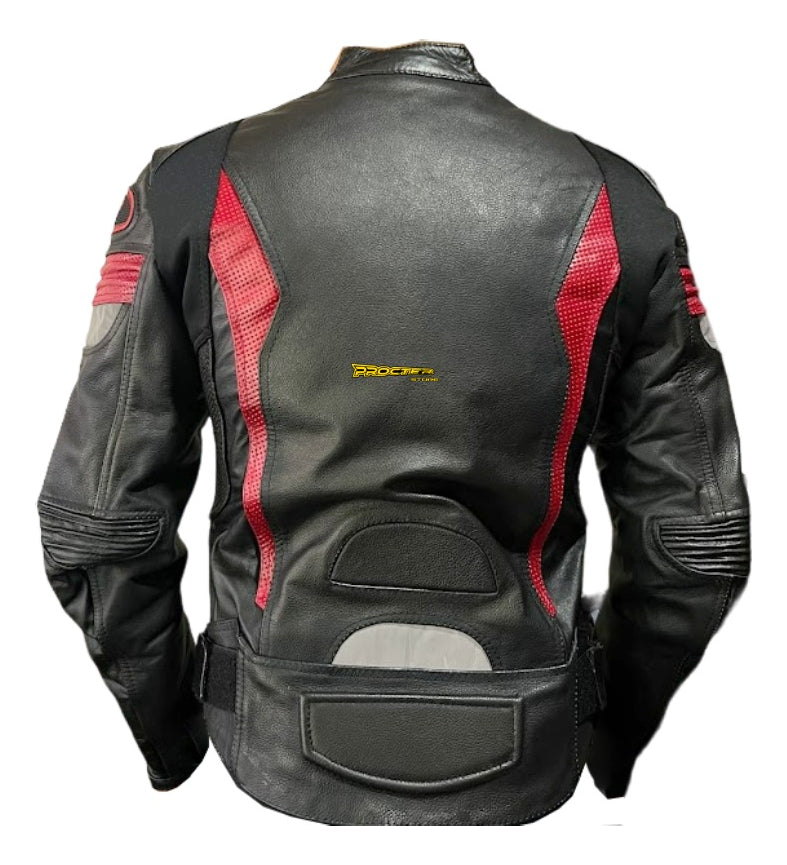 Chaqueta 100% Cuero Protección Reflectiva Moto Procter Msi