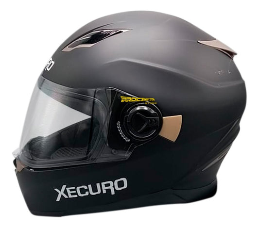 Casco Certificado Integral Xecuro 09d Negro mate Solido