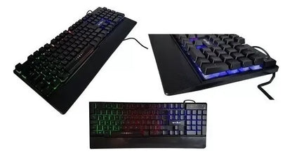 Teclado gamer Weibo QWERTY color negro con luz RGB7