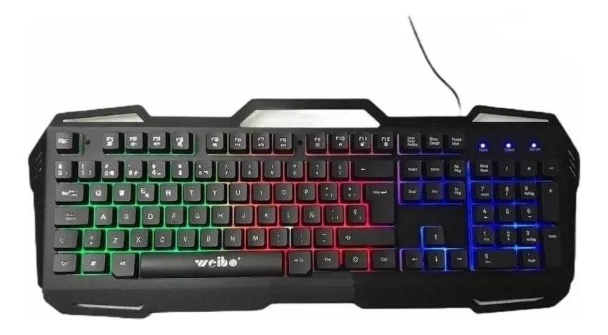 Teclado Gamer Weibo Wb-539 Qwerty Español Con Luz 3 Colores Teclado Gamer Weibo Wb-539 Qwerty Español Con Luz 3 Colores