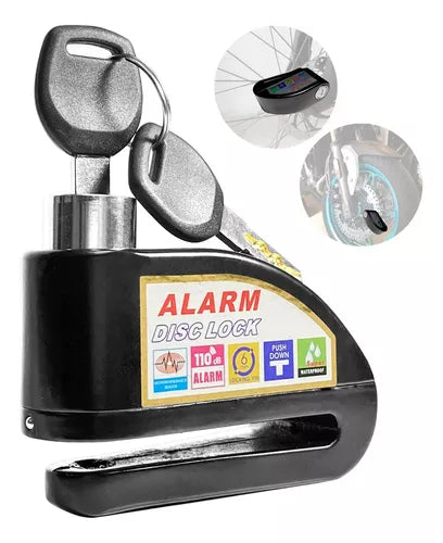 Candado Freno De Disco Con Alarma Para Moto O Bicicleta Inox - Velocity Savage