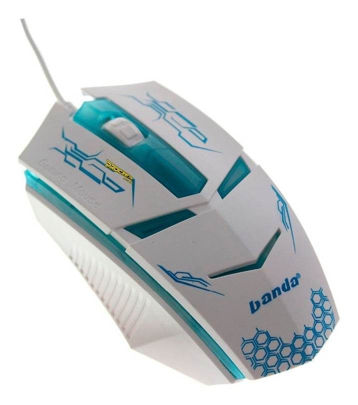 Mouse Iluminado Banda V11 Alámbrico Blanco