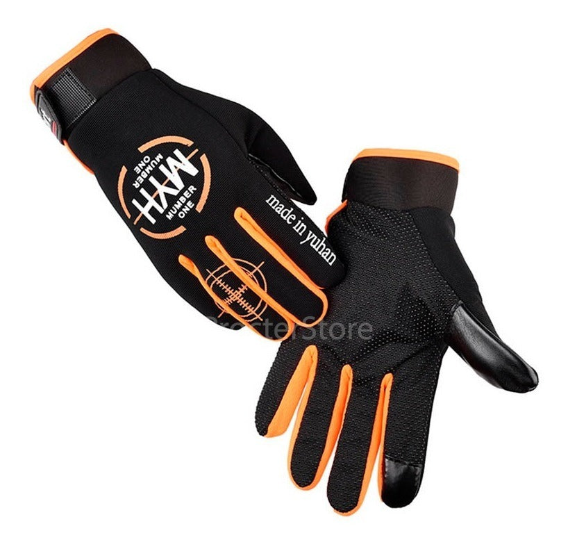 Guantes Táctiles Con Palma Antideslizante Naranja