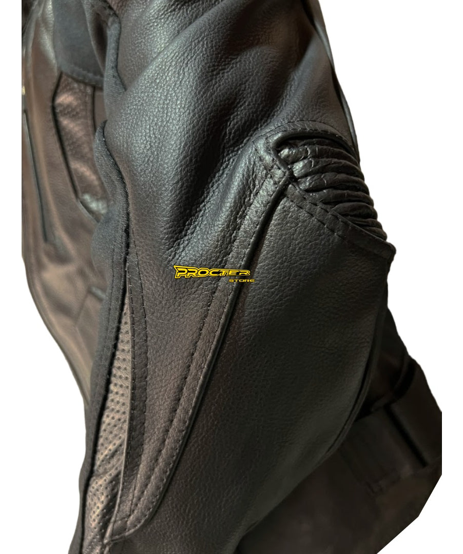 Chaqueta 100% Cuero Protección Reflectiva Moto Procter Msi