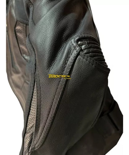 Chaqueta de Cuero con Protección Reflectiva - Velocity Savage