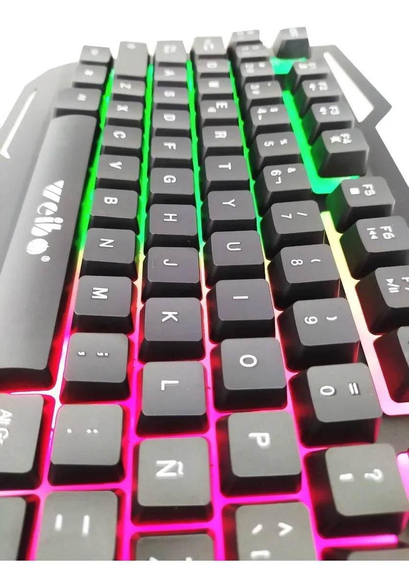 Teclado Gamer Weibo Wb-539 Qwerty Español Con Luz 3 Colores