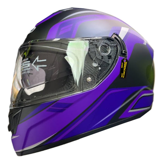 Casco Integral Moto Xecuro Doble Visor Certificado Gafas Visor Transparente S Morado