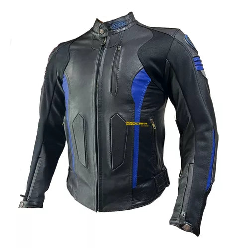 Chaqueta 100% Cuero con Protección Reflectiva