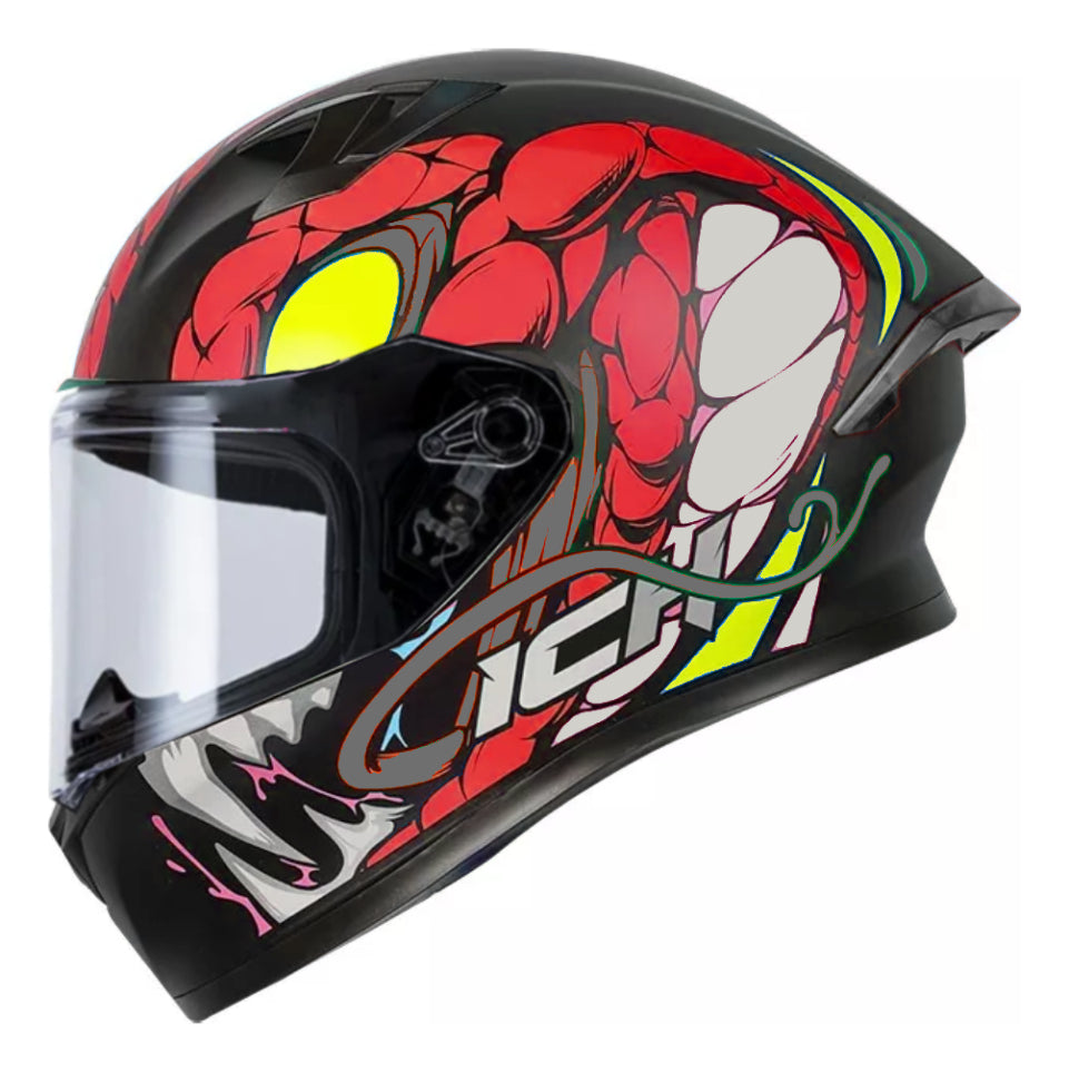 Casco Ich Integral 503 Sp Certificado Negro Mate M Danger Rojo