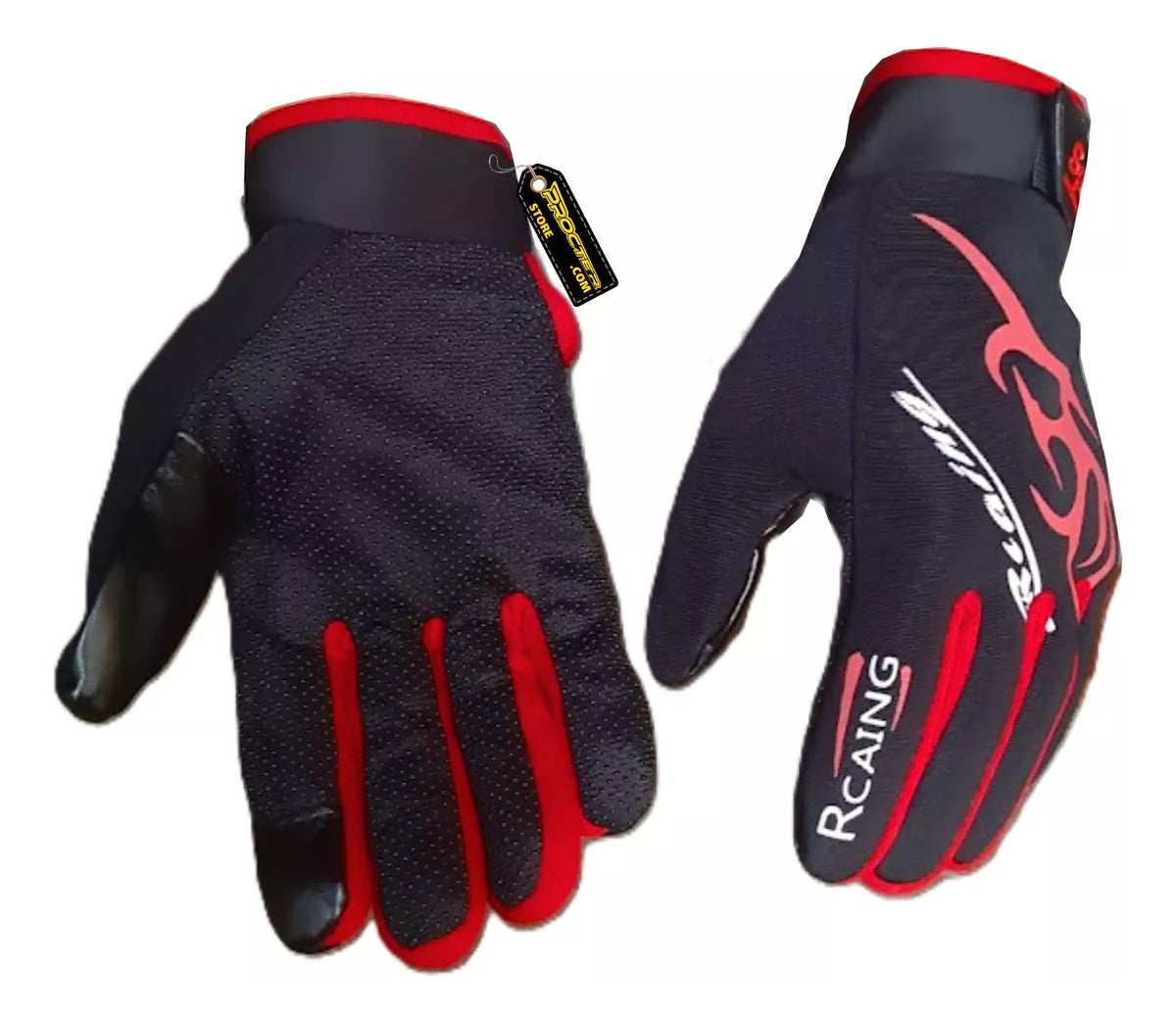 Guantes Táctiles Con Palma Antideslizante Rojo Negro