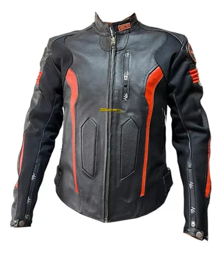 Chaqueta 100% Cuero con Protección Reflectiva