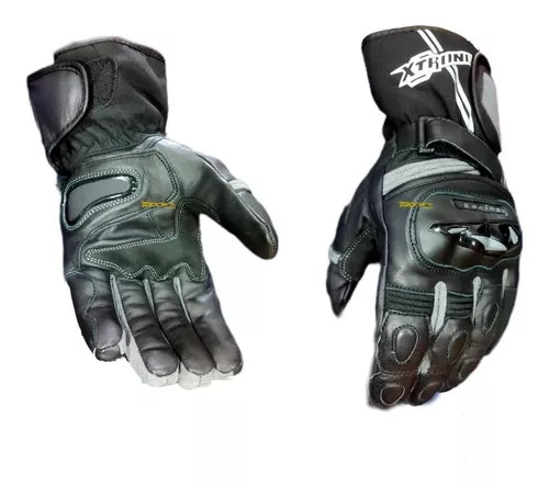 Guantes Cuero Moto Caña Larga Con Protección Palma Táctil - Velocity Savage