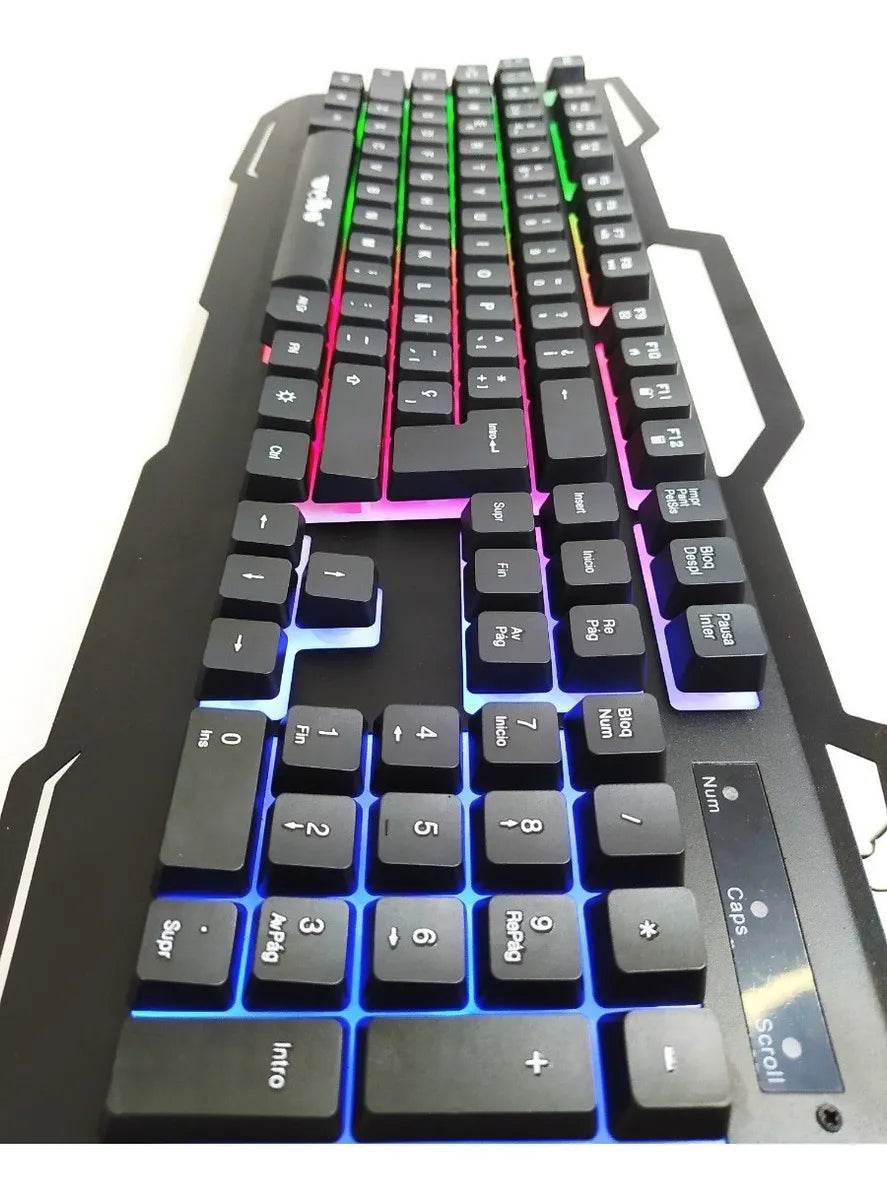 Teclado Gamer Weibo Wb-539 Qwerty Español Con Luz 3 Colores