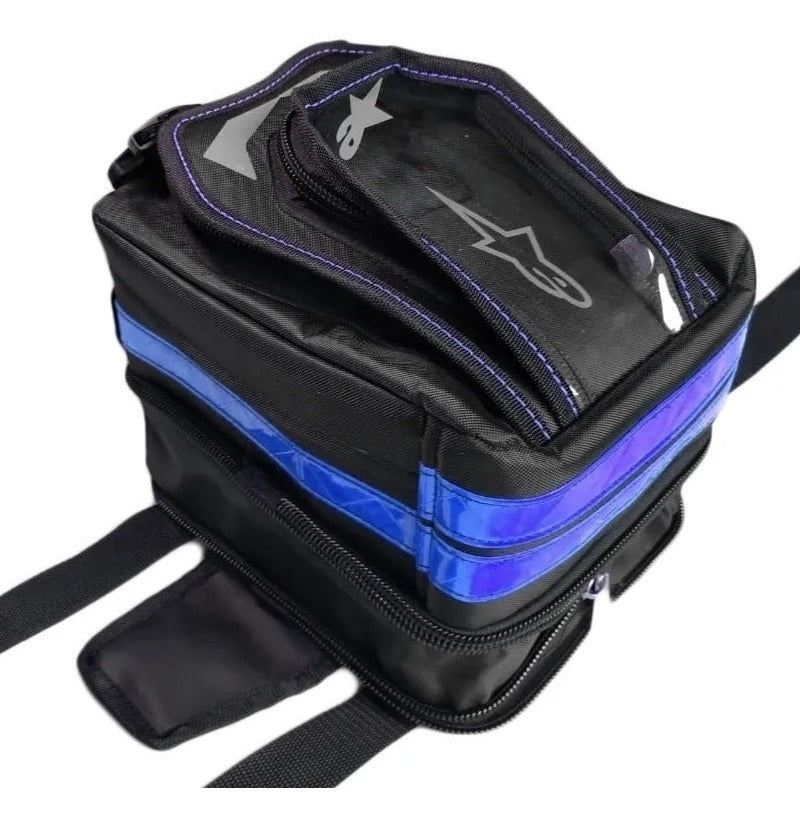 Maleta Tank Bag Moto Porta Celular Casco Expandible Tail Bag Azul