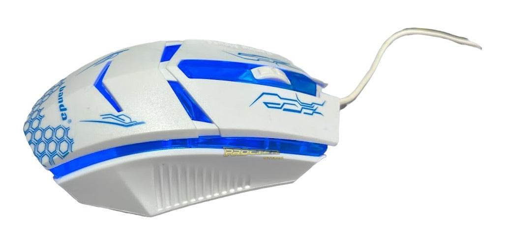 Mouse Iluminado Banda V11 Alámbrico Blanco