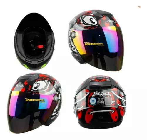 Casco Abierto Tipo Jet Con Gafas Visor Humo - Velocity Savage