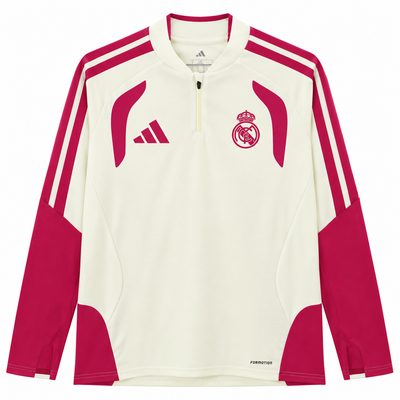 of training of the Real Madrid cream with sleeves claret and half zip sweatshirt