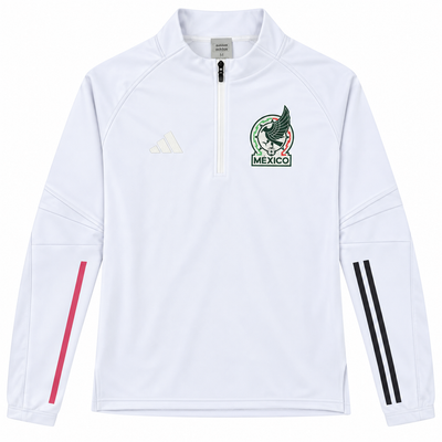 of training of the national team of Mexico white with half zip and crest to colour sweatshirt