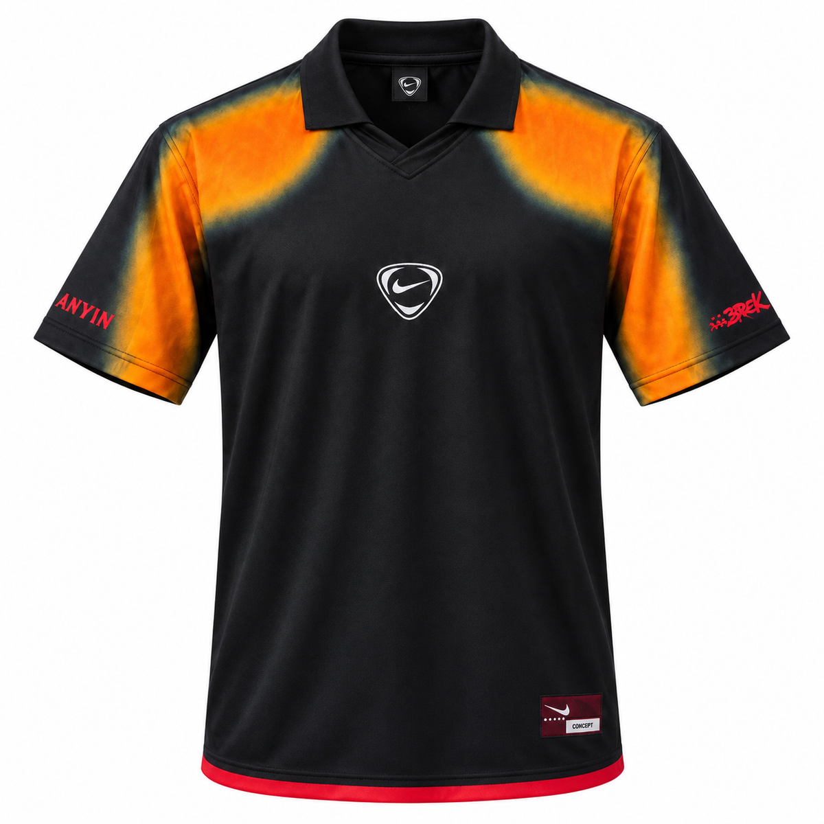 Black Germany Cactus Jack x Nike Total 90 jersey with orange shoulders and polo collar